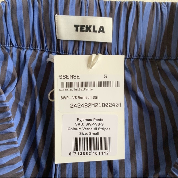 Tekla stripped blue and gray pajama trousers men’s - Picture 3 of 10